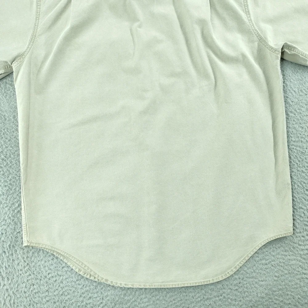 Vintage Banana Republic Safari Travel Shirt Mens Medium Beige Short Sleeve